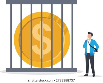 US Dollar Currency Symbol Imprisoned in Cage