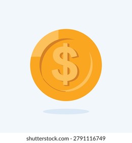 US dollar Currency Symbol on Golden Coin Icon