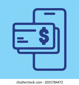 US Dollar Digital Debit Card Integrated with Mobile Phone Icon.  Can be used for Web, Mobile, Infographic and Print. EPS 10 Vector illustration.