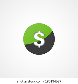 us dollar green web icon on white background