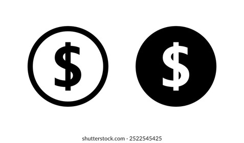 US-Dollar-Symbol auf schwarzem Kreis. Symbol für USD-Geldzeichen