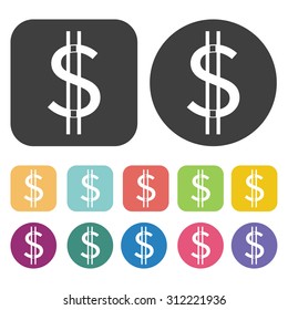 US Dollar icons set. Vector Illustration eps10.  