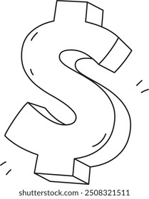 ILUSTRACIÓN VECTORIAL de Doodle con logotipo forrado en dólares estadounidenses
