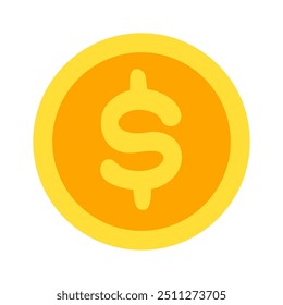 ILUSTRACIÓN VECTORIAL de la moneda del dinero del dólar de EE.UU. aislada en el fondo blanco, diseño plano del icono de la moneda de oro, arte del Clip del dinero de la moneda única
