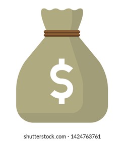 Us dollar moneybag flat vector icon