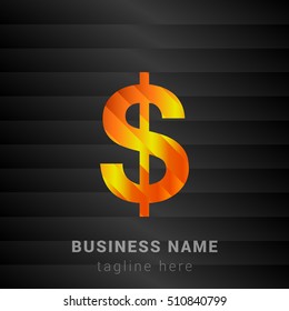 US Dollar Orange, Yellow and Black silk fashion premium icon / Logo