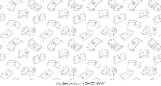 US dollar pattern background. Seamless pattern of the symbols of dollar currency background. Dollar sign pattern background. Dollar Doodle seamless pattern background. 