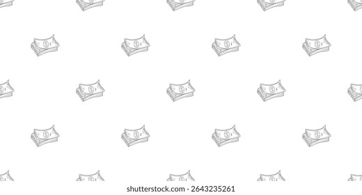 US dollar pattern background. Seamless pattern of the symbols of dollar currency background. Dollar sign pattern background. Dollar Doodle seamless pattern background.