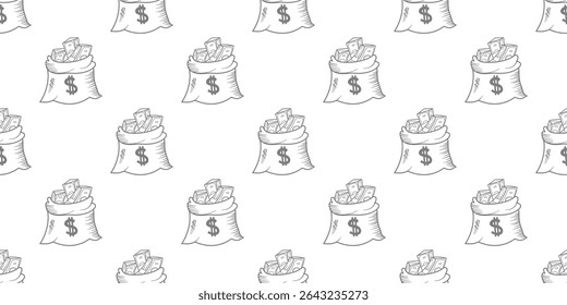 US dollar pattern background. Seamless pattern of the symbols of dollar currency background. Dollar sign pattern background. Dollar Doodle seamless pattern background.