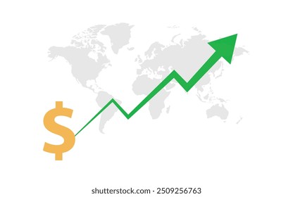 US Dollar price graph rising. business growth arrow and graph chart. green arrow going up. high quality. illustration graphic vector design