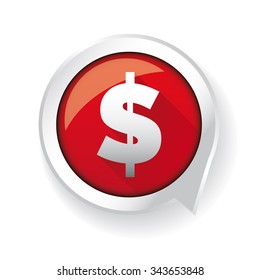US dollar red circle glossy web icon