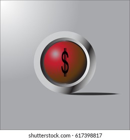us dollar red glossy icon on background