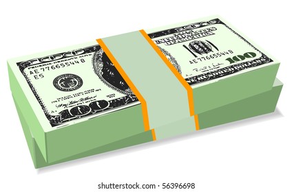 Us Dollar Roll Isolated On White Background. Vector.