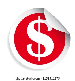 US Dollar sign sticker label vector