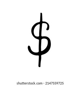 US dollar sketch vector icon. Bucks hand drawn symbol isolated on white