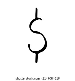 Icono de vector de esbozo en dólares estadounidenses. Signo de pago de finanzas aislado en blanco