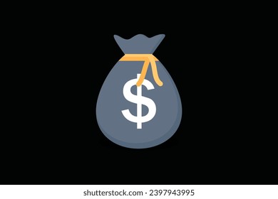 US Dollar Stack Paper Banknotes bag money and Gold Coins Icon Sign Business Finance Money Concept Vector Illustration editable background Free Vector
