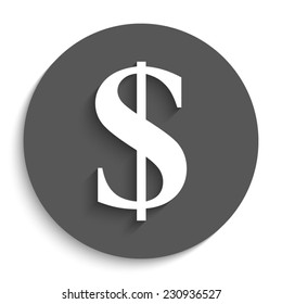 us dollar  - vector icon with shadow on a round grey button