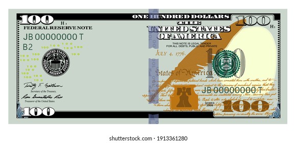 US Dollars 100 banknote100 -American dollar bill cash money isolated on white background.