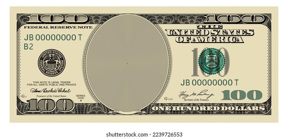 US Dollars 100 seria 2006 - banknote100 -American dollar bill cash money isolated on white background. - Shutterstock ID 2239726553