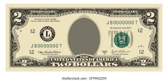 US Dollars 2 banknote  -American dollar bill cash money isolated on white background - two dollars
