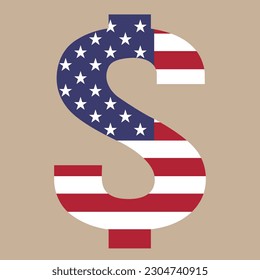 US dollars with American flag, illustration