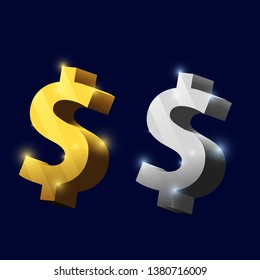 US Dollars icon for decoration.US Dollars 3D icon. 