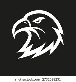 US Eagle Head outline icon,side view. White silhouette logo of a  Bird portrait.Symbol of the United States, freedom, patriotism and independence. Vector Illustration isolated on black background.