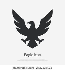 US Eagle icon silhouette, front view. Vector outline logo of a Bird. Symbol of the United States, freedom, patriotism and independence. Illustration isolated on white background.
