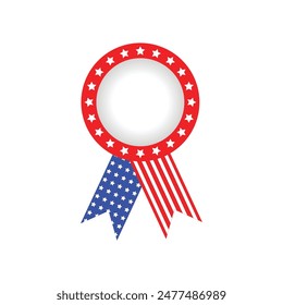 Us editable badge.4th of july.Us flag ribbon.vector design illustrator .stars.Independence Day .freedom.white background 