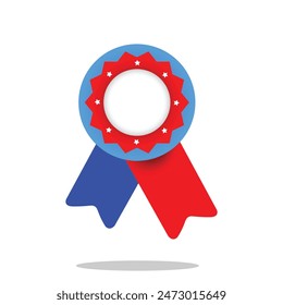 Us editablebadge.4th of buly badge.vector design .red and blue ribbon .stars.white background 