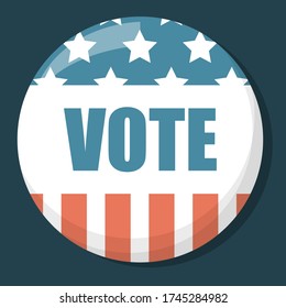 US election pin vector isolated. Vote for president, democratic and republican parties. Voting badge.