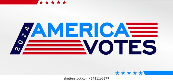 US Election. Vote 2024. Horizontal banner Presidential Election 2024 in United States. Patriotic american element. Poster, card, banner and background. Vector illustration Vote day, November 5.