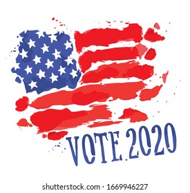 U.S. Elections 2020 / Watercolor sketch, flag of the USA, vector illustration