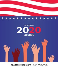 Wir-Wahlbanner, blauer Hintergrund, weiße Sterne und rote Streifen, Amerikanische Wahlgrafik