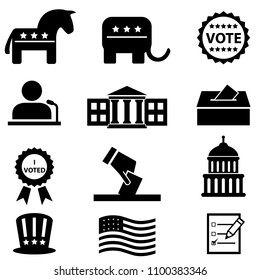 US elections and voting icon set