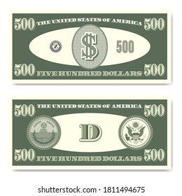 US fictitious green paper money in denominations of five hundred dollars