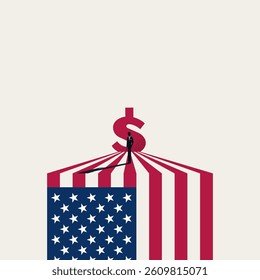 US financial crisis, vector concept. Symbol of stock market crash, depression, bankruptcy, chaos. Minimal design eps10 illustration.
