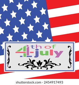 us flag .4th of july .Independence Day .square box .element .vector design .Us.colorful font 
