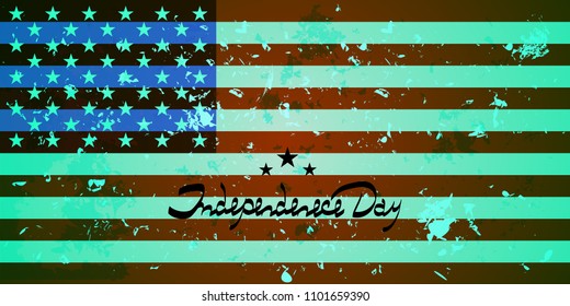 U.S. flag. Background with America flag. Lettering-independence day.