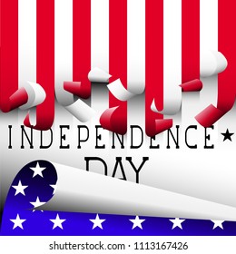 U.S. flag. Background on July 4. Lettering-independence day.
