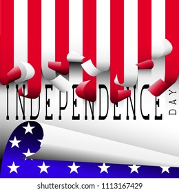 U.S. flag. Background on July 4. Lettering-independence day.