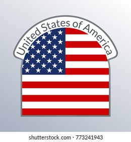 US flag badge. American flag emblem or logo. United States of America national symbol. Vector illustration.