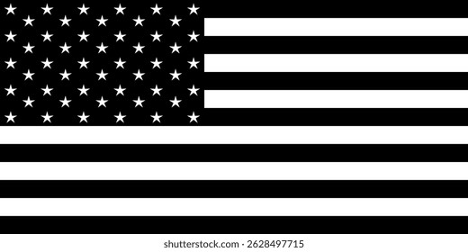 US flag in black and white. Vector illustration.