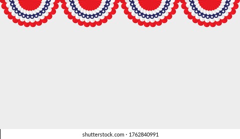 US Flag Buntings isolated on gray background.