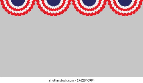 US Flag Buntings isolated on gray background.