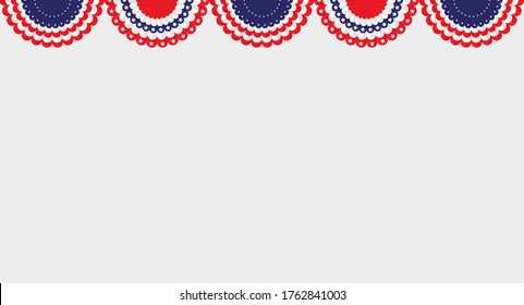 US Flag Buntings isolated on gray background.