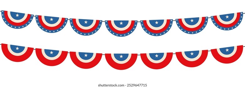 US Flag Buntings isolated on white background . American holidays concept.