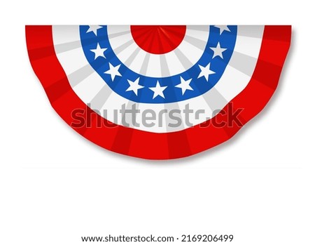 US Flag Buntings isolated on white background . Fourth of July template. July 4 USA.USA celebration with confetti stars in national colors for American Independence Day isolated on background