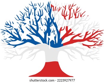 US Flag color Tree - (Editable file) Vector Illustration